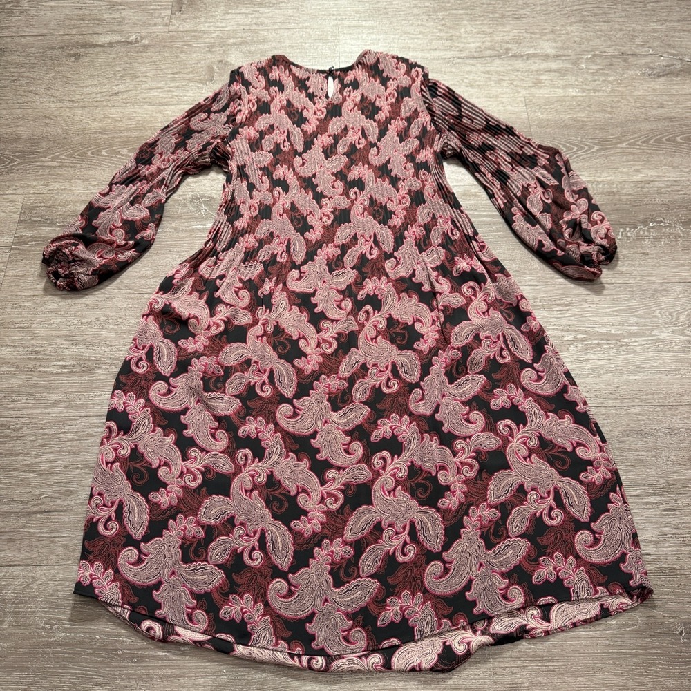 J Jill Dress Women XS Paisley Business Sheath Balloon Sleeve Wearever Collection - Picture 6 of 10